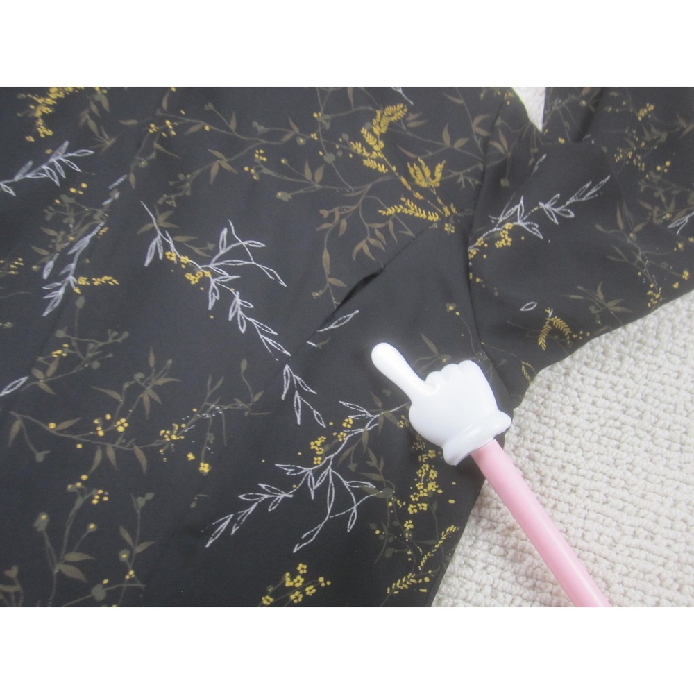 Leslie Fay Shirt Womens 8 Black Floral Print Button Front Long‎ Sleeve Tie Cuff - Picture 7 of 10